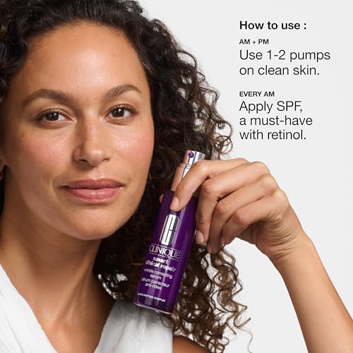 Clinique Smart Clinical Repair Wrinkle Correcting Face Serum 0.34 Fl Oz Mini Travel Size - Anti-Aging Hydrating Serum with Peptides, Hyaluronic Acid & Retinoid