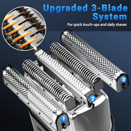Electric Foil Shaver for Men - Grey, Waterproof, 2-Speed Modes