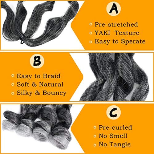 Colorful Queen 22 Inch Ombre Grey French Curl Braiding Hair - Pre-Stretched Synthetic Extensions