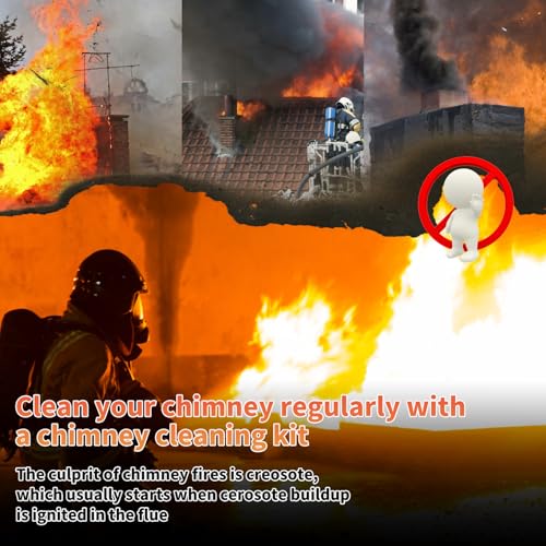Sealegend 46 Feet Chimney Sweep Kit with Flexible Rods & Brush for Fireplace Cleaning