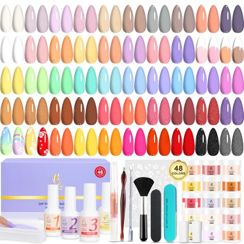 Lavender Violets Dip Powder Nail Kit Amber Purple - 48 Colors & Tools