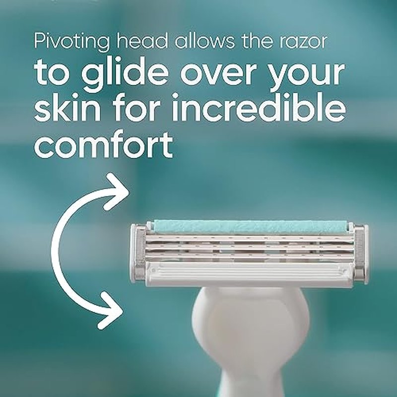 Gillette Venus Simply 3 Sensitive Women's Disposable Razors, Pack of 2 with 4 razors