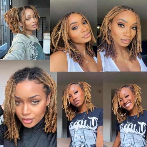 8-Inch Human Hair Dreadlock Extensions T27/613# - 0.6CM Width, 30 Strands, Full Head