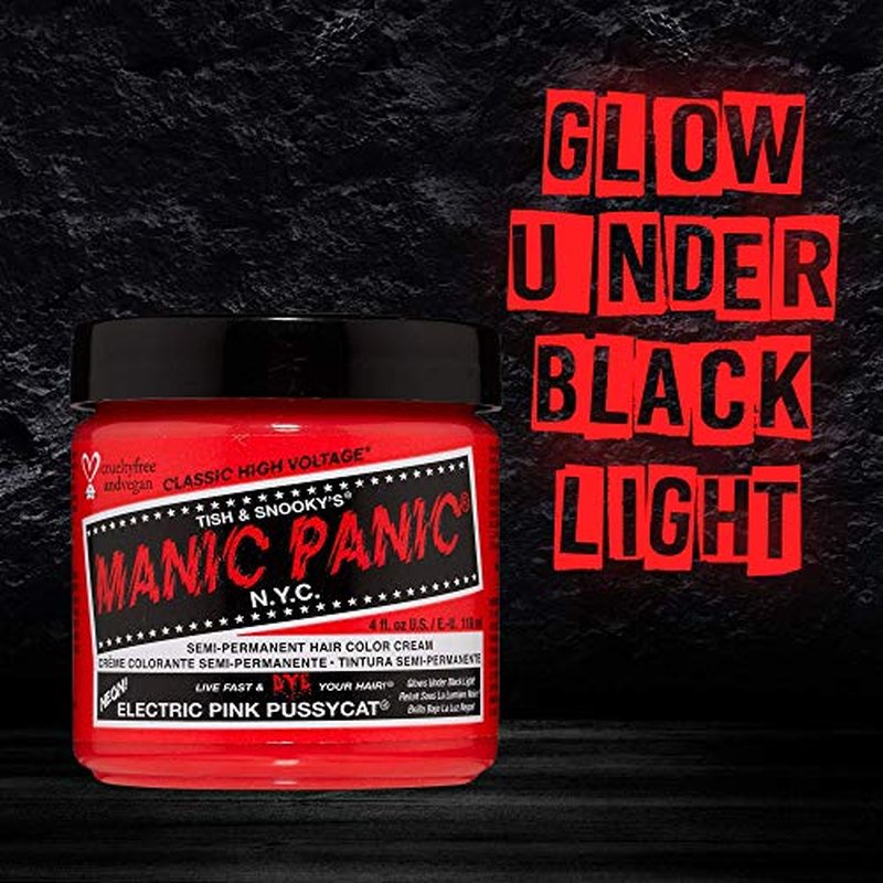 MANIC PANIC Classic Electric Pink Pussycat Semi Permanent Hair Color - Bright Neon Pink Hair Dye for Women & Men That Lasts 4-6 Weeks - Vegan, Ammonia & Cruelty-Free - Create & Mix Custom Shades (4oz)