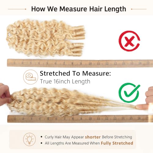 MYDIVA 613 Blonde Burmese Curly Feather Crochet Human Hair 18 Inch 50 Strands