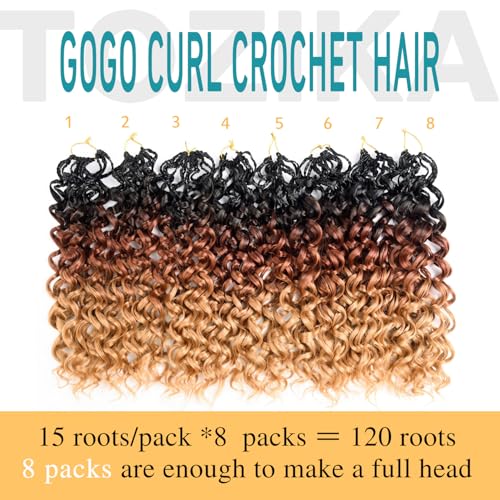 10 Inch Gogo Curl Crochet Hair - Deep Water Wave, Natural Water Wave, Curly Beach Curl, 8 Packs, T1B/27/30