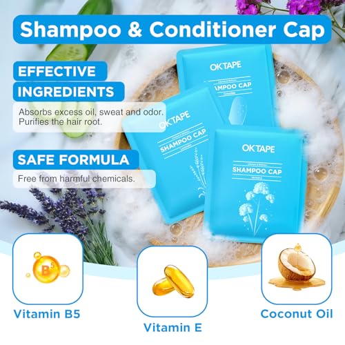 No Water Shampoo Caps 6 Pack - Rinse-Free Shower Cap with 3 Scents for Hair Care