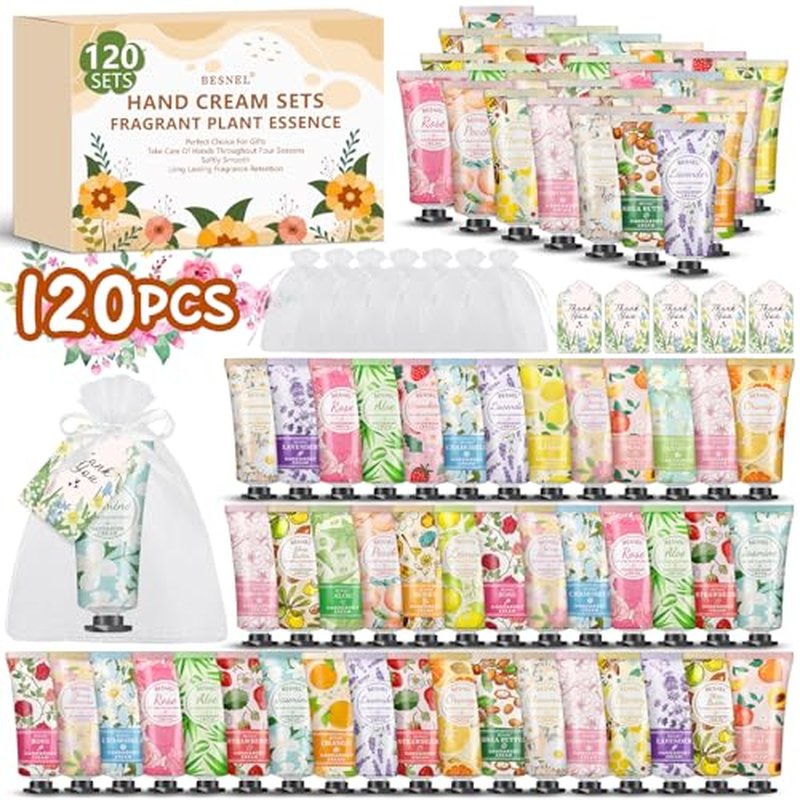 120 Pack Hand Cream Gift Set For Women, Mini Hand Lotion Travel Size in Bulk for Dry Cracked Hands, Mothers Day Gifts,Teacher Appreciation Gifts,Thanksgiving Gift, Bridesmaid Gift,Party Favors