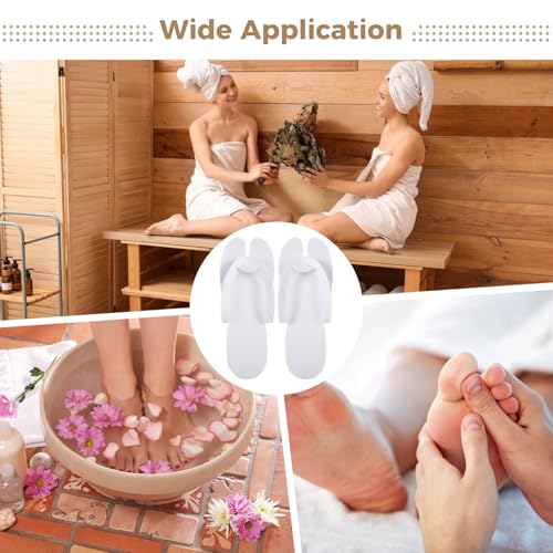White Disposable Pedicure Flip Flops Slippers Bulk for Nail Salons & Spa - Light & Easy to Wear