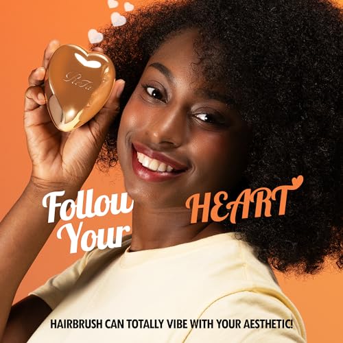 ReFa HEART BRUSH ROSE GOLD | Heart Shaped Detangling Brush for Women | Small Hair Brush for Thick Hair | Hair Detangler Brush Travel