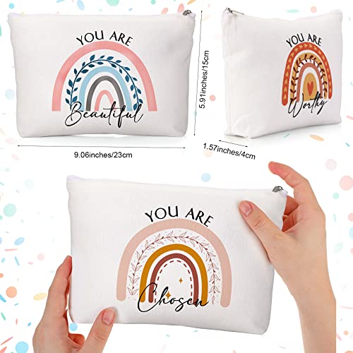 Rainbow Inspirational Canvas Makeup Bag Set - Thank You Gift for Women, 20 Pcs