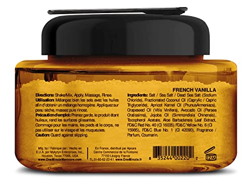 One Minute Manicure French Vanilla Salt Scrub 13 oz Exfoliates & Moisturizes Skin