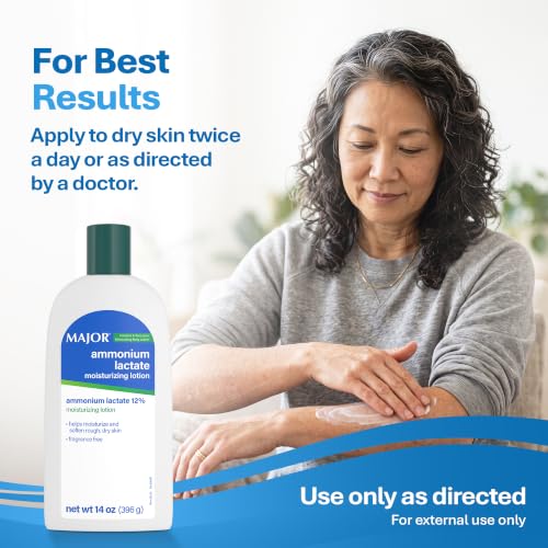 Major Ammonium Lactate 12% Moisturizing Lotion 14 Oz Pack of 2 for Dry Skin Relief