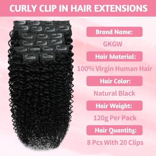Kinky Curly Clip-In Hair Extensions Human Hair 110g Full Head Natural Black