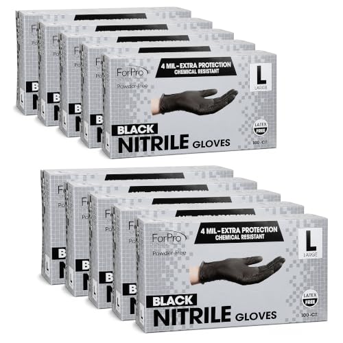 Black Disposable Nitrile Gloves Large Pack of 1000 - Chemical & Food Safe