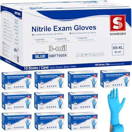 Disposable Medical Exam Gloves - Latex-Free Powder-Free, Medium - Schneider