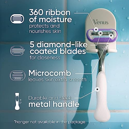 Gillette Venus Deluxe Smooth Platinum Razor + Refills - Women’s 5-Blade Shaving Set