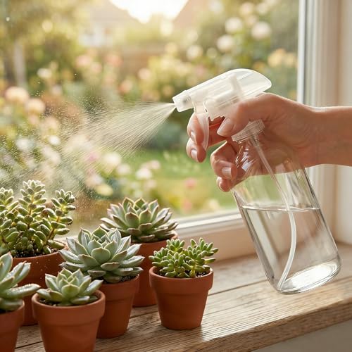 Suwimut 9 Pack 16oz Glass Spray Bottles with Trigger Nozzle, Refillable for Cleaning & Essential Oils