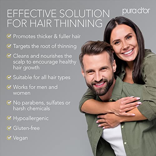 PURA D'OR Deep Moisturizing Biotin Conditioner Thickens, Softens, & Moisturizes Dry, Frizzy, Damaged Hair w/Argan Oil, Pumpkin, Rosemary, Honeysuckle, Vitamin E, Men & Women, 24oz