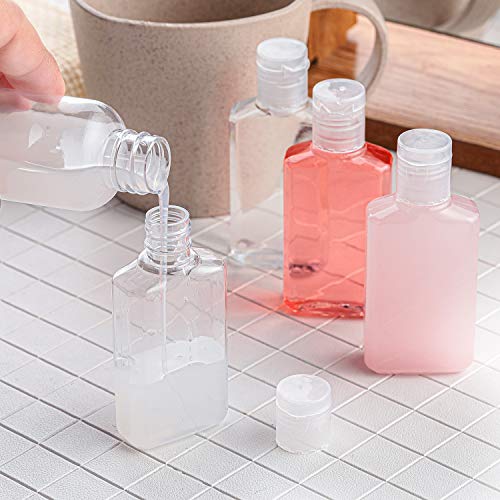 Patelai 50 Pcs Clear Empty Travel Bottles 30 ml/ 1 oz Flip Cap Empty Hand Sanitizer Bottles Container Portable Refillable Flip-top Container for Travel Outdoor Camping Business Trip (Pack of 2)