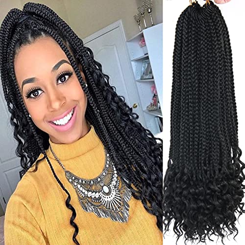 ROSESSEA 20 Inch Crochet Box Braids Hair - 144 Roots/Pack, 6 Packs, 1B#