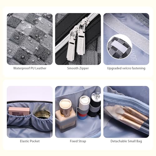 Travel Makeup Bag Cosmetic Organizer Set - Black D-2 - 3 Pieces