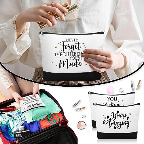 30 Pcs Inspirational Canvas Makeup Bags Gift Set for Women, Travel Organizer