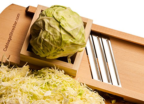 Wooden Mandoline Slicer for Sauerkraut & Coleslaw with Cut-Resistant Glove - Polish Handmade