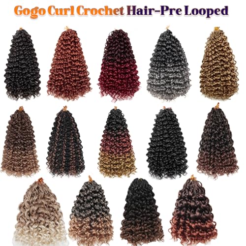SUYIAPIY GoGo Curl Crochet Hair 8 Packs 24 Inch 1B/30 - Water Wave Beach Curl