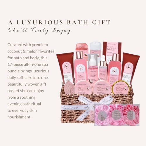 Coconut Melon Spa Gift Basket for Women - 17-Piece Relaxation Set