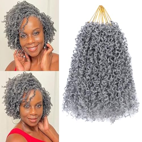 Pre Looped Crochet Hair - Senegalese Twist 10 Inch, Gray, 8 Packs