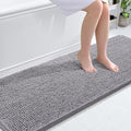 OLANLY 70x24 Inch Bathroom Runner Rug - Grey Chenille Absorbent Non-Slip Bath Mat