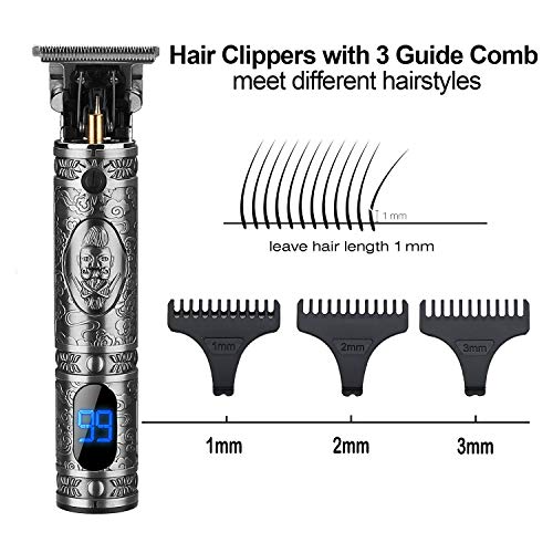Suttik Gray Cordless Hair Trimmer for Men, Professional Barber Clippers with LCD