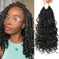 8 Pack Boho Box Braids Crochet Hair Extensions - 1B / 8 Inch Pre-Looped Synthetic