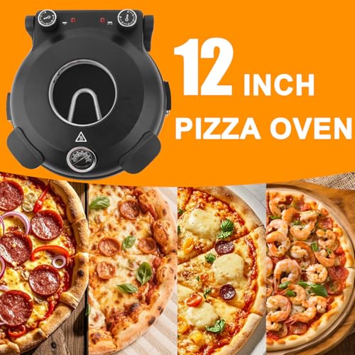 ECUMFFY 12-Inch Electric Indoor Countertop Pizza Oven Black
