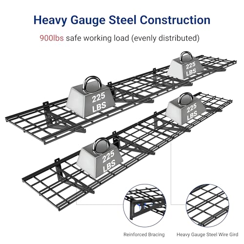 FLEXIMOUNTS 12x72 Inch Wall Shelves Garage Storage Rack Black 2-Pack - Classic Series