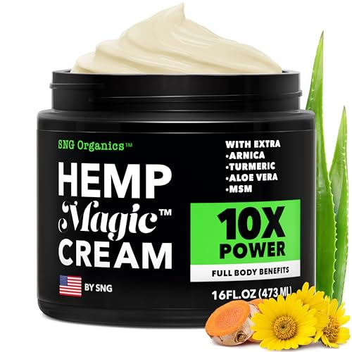 Unscented Magic Hemp Cream with Hemp Oil, Turmeric & Arnica – Cooling topical 16oz