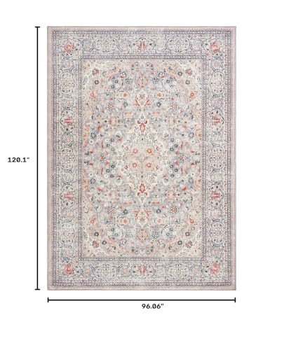 Washable 8x10 Beige Area Rug Non Slip Indoor Low Pile Carpet for Living Room