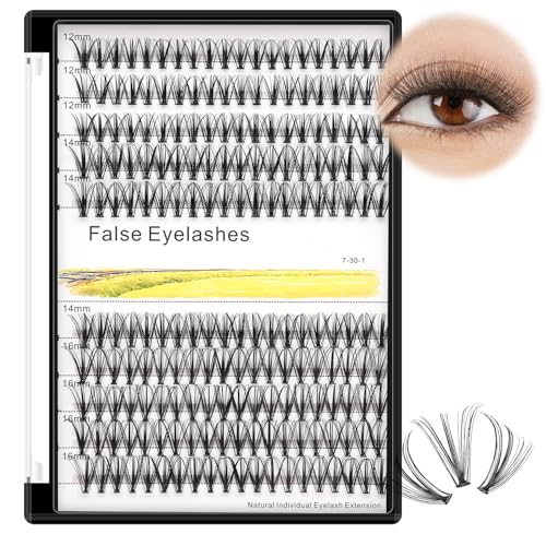 Product Customized,Large Tray-200Pcs 20 Roots Individual Fake False Eyelashes Cluster Thickness 0.07mm Mixed 8-16mm Dramatic Look 3D Volume Eye Lashes Extensions Beauty Tools (12-14-16mm)