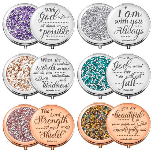 Christian Compact Mirror Set 12 Pieces Colorful Style 1 Bible Verse Inspirational Gifts