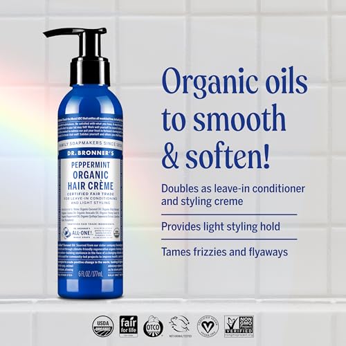 Organic Hair Crème Peppermint 6oz Pack of 2 - Leave-In Conditioner & Styling Cream