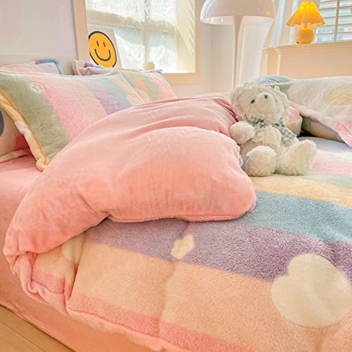 MorroMorn Rainbow Pink Duvet Cover Set Full/Queen Kids Girls Teens Women
