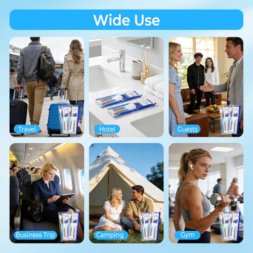 Personal Hygiene Kit Bulk Pack of 10,Individually Wrapped 13-IN-1 Blue Disposable Basic Travel Toiletry Set Homeless Care Package Supplies for Men,Women,Guests,Charity