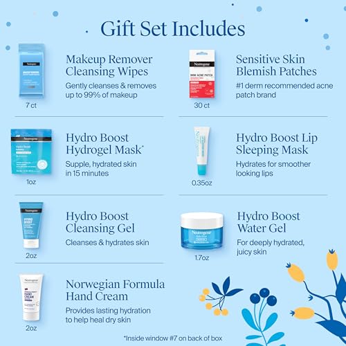 Neutrogena 7 Days of Skincare Set ($56.00 Value), Daily Skin Care Essentials ? Face Wash, Facial Moisturizer, Makeup Remover Wipes, Pimple Patches & More, 7 Full & Travel Size Toiletries