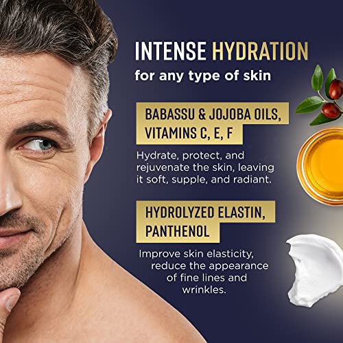 Mens Face Moisturizer Cream - Anti Aging & Wrinkle Face Cream - Mens Facial Moisturizer - Retinol, Collagen, Peptides, Shea Butter, Vitamins E & A - Facial Skin Care Eye Lotion - Day & Night ? 4 oz