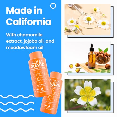 AQUA GUARD Chlorine Clarifying Shampoo 9.5 Fl Oz Pack of 2 - Vegan, Color Safe, Paraben-Free, Leaping Bunny Certified