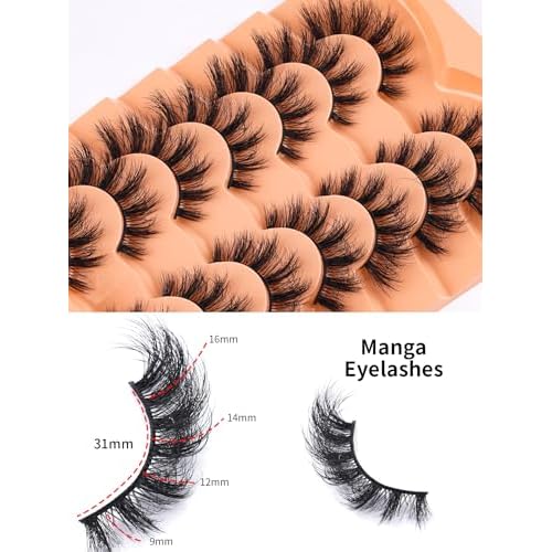 fluffy Cat Eye Lashes Mink Eyelashes Wispy 16MM 8D Volume False Eyelashes For Adult 7 Pairs Black