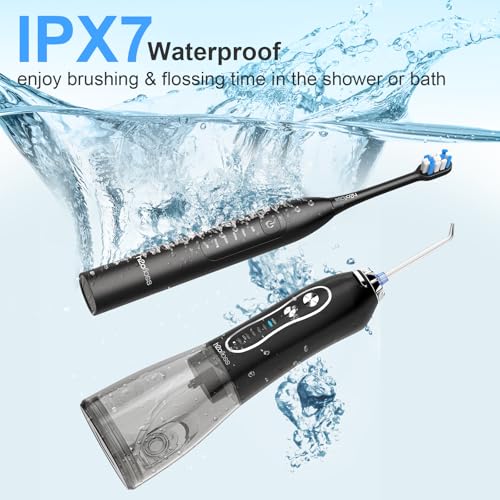 H2ofloss 2-in-1 Water Flosser & Electric Toothbrush Combo Set - Black
