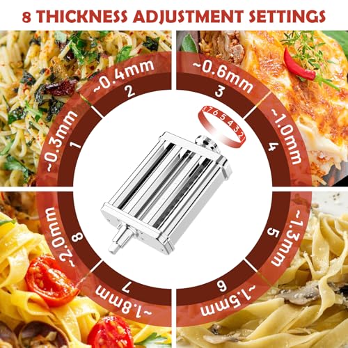 Silver 3-in-1 Pasta Maker Attachment for KitchenAid Stand Mixer