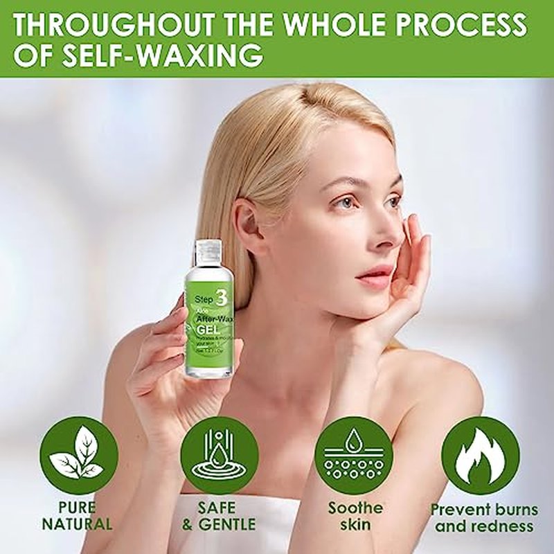 Before And After Waxing Skin Care Kit, Professional Waxing Kit for Women at Home, Pre-Wax Cleanser, Wax Remover Oil, After-Wax Cooling Aloe Vera Gel For Soothing Skin